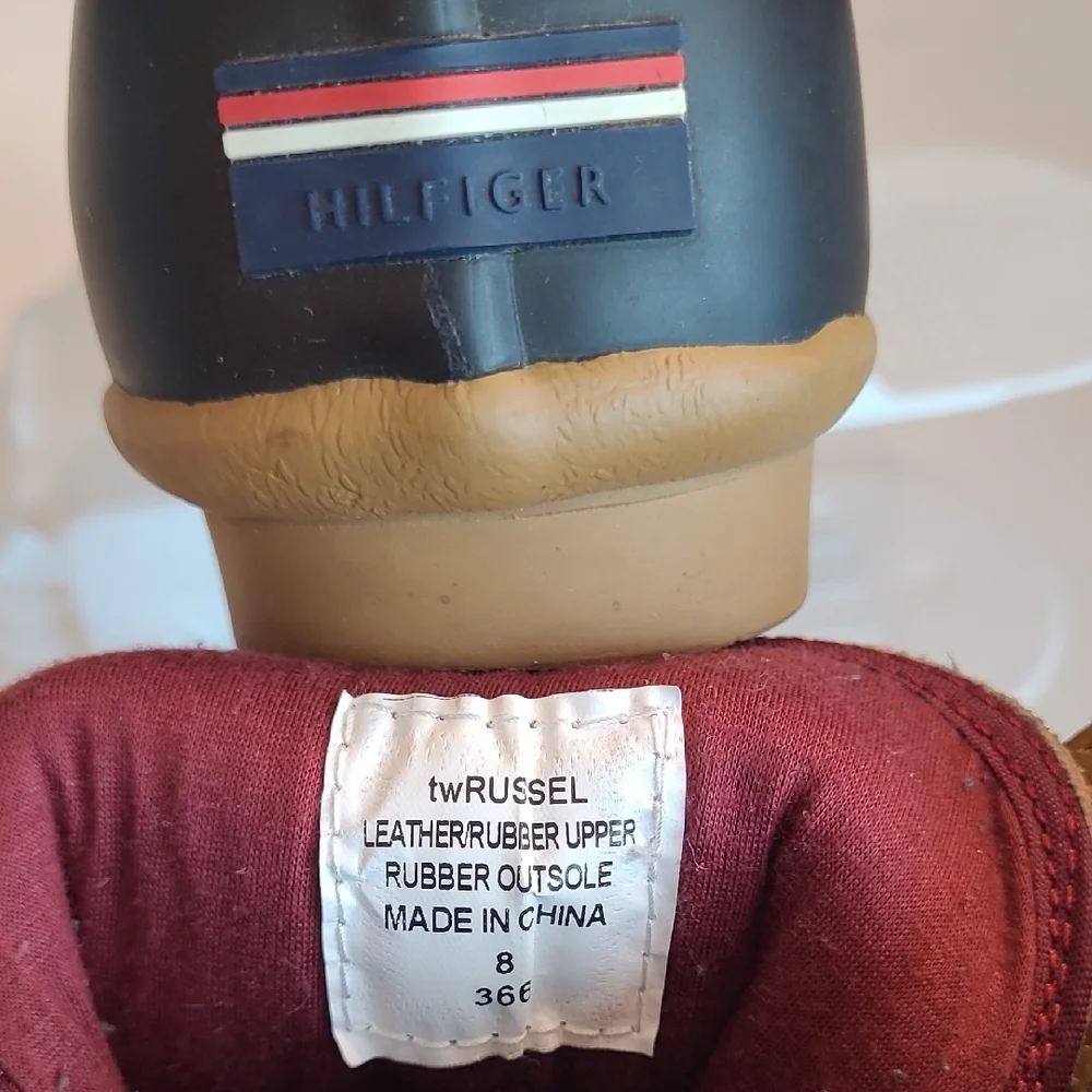 Tommy Hilfiger Waterproof Slip On Leather Traction Insulation Rain Snow Boot